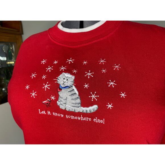 let it snow somewhere else! cat sweatshirt vintage - Picture 8 of 8